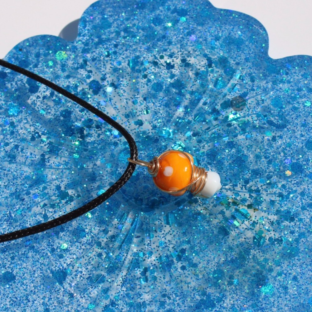 Orange Mushroom Pendant Necklace